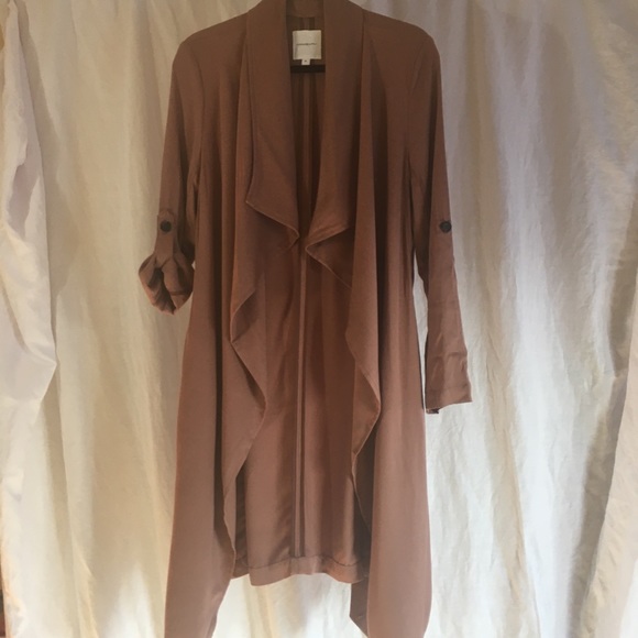 Thread & Supply Sweaters - .Thread & Supply. Taupe Rayon Trench Overcoat